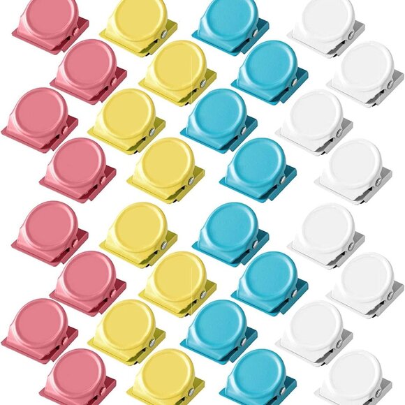 Magnetic Clips, 32pcs Colored Metal Clips for Refrigerator, Whiteboard & Photos - Picture 1 of 8